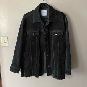 Corduroy Shacket with distressed hem